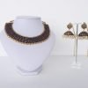 Antique Collar Kemp Necklace & Broad Umbrella Jhumka Set - Image 4