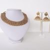Antique Collar Kemp Necklace & Broad Umbrella Jhumka Set - Image 2