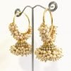 Medium Sized Pearl Cluster Hoop Jhumkas