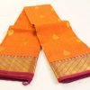 Orange Jacquard & Purplish Pink Pure Kanchipuram Silk Saree - Image 2