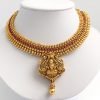 Ornate Lakshmi Pendant Attigai with Matching Jhumkas - Image 4