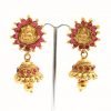 Ornate Lakshmi Pendant Attigai with Matching Jhumkas - Image 5