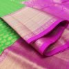 Parrot Green & Hot Pink Handloom Pure Kanchipuram Silk Saree