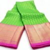Parrot Green & Hot Pink Handloom Pure Kanchipuram Silk Saree - Image 2
